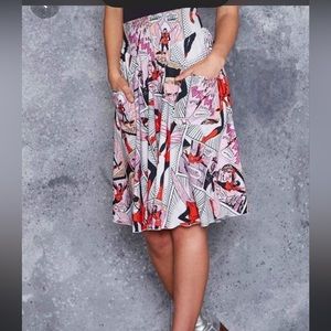 BlackMilk xl Marvel Comic Yoke Wasp midi skirt